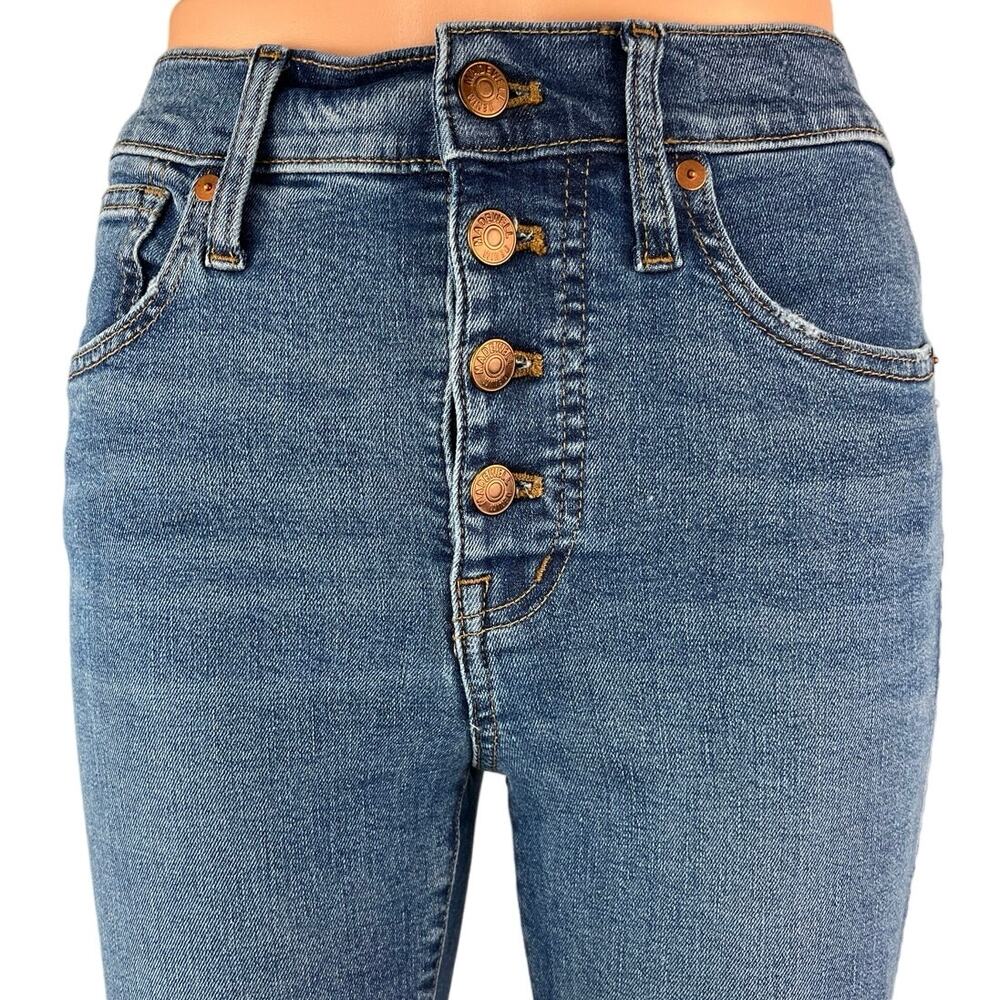Madewell Blue 10" High Rise Skinny Button Fly Frayed Hem Crop Denim Jeans 26 - Picture 4 of 7